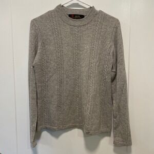 Erdos Mens Gray 100% Pure Cashmere Cable Knit Crew Neck Sweater Size M